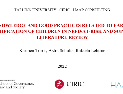 Preliminary report ‘Knowledge and Good Practices Related to Early Identification of Children in Need/At-Risk and Support: Literature Review’ now published!
